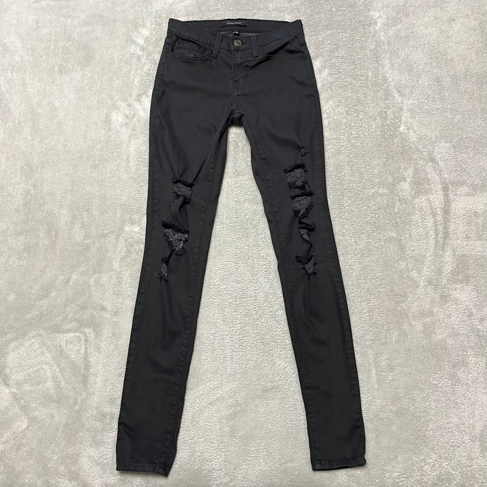 Flying Monkey Jeans Womens 25 Black Skinny Midrise‎ Ripped Stretch Denim